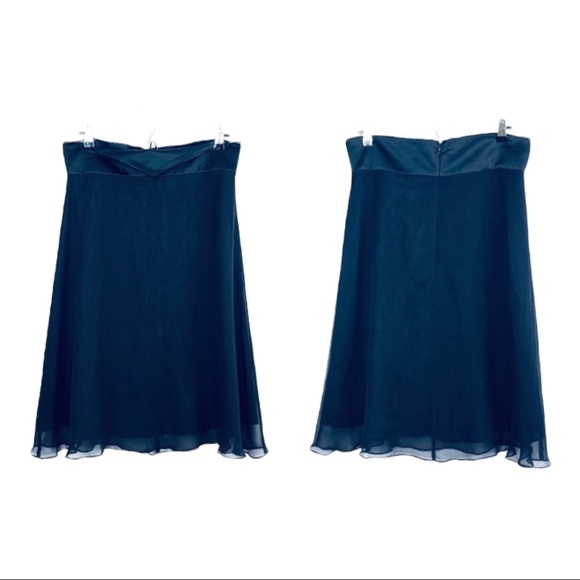 White House Black Market 100% Silk Skirt Tuxedo Waist Layered Womens Black Sz 10 - Picture 13 of 13